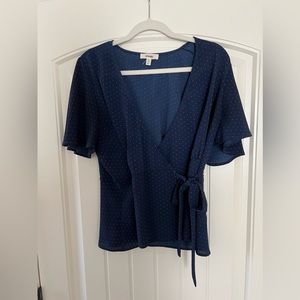 Meraki Women’s Polkadot Peplum Wrap Blouse